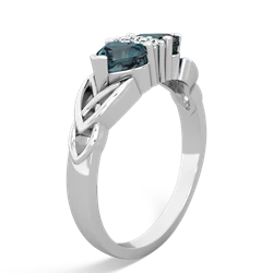 Alexandrite Celtic Knot Double Heart 14K White Gold ring R5040