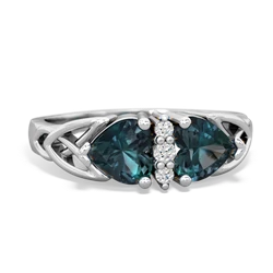 Alexandrite Celtic Knot Double Heart 14K White Gold ring R5040