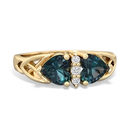 Alexandrite Celtic Knot Double Heart 14K Yellow Gold ring R5040