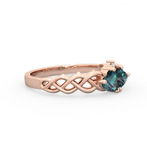 Alexandrite Heart To Heart Braid 14K Rose Gold ring R5870
