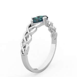 Alexandrite Heart To Heart Braid 14K White Gold ring R5870
