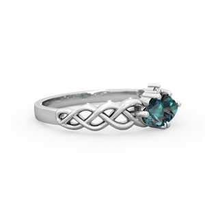 Alexandrite Heart To Heart Braid 14K White Gold ring R5870