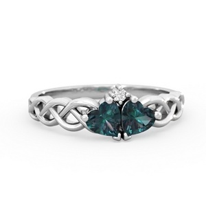 Alexandrite Heart To Heart Braid 14K White Gold ring R5870