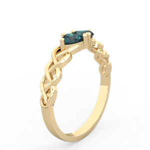 Alexandrite Heart To Heart Braid 14K Yellow Gold ring R5870