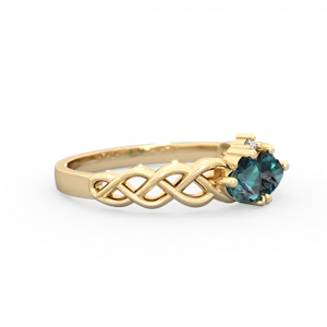 Alexandrite Heart To Heart Braid 14K Yellow Gold ring R5870