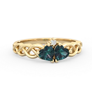 Alexandrite Heart To Heart Braid 14K Yellow Gold ring R5870
