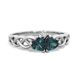 Alexandrite Heart To Heart Braid 14K White Gold ring R5870