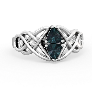 Alexandrite Keepsake Celtic Knot 14K White Gold ring R5300