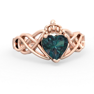 Alexandrite Claddagh Celtic Knot 14K Rose Gold ring R2367