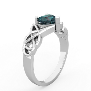 Alexandrite Claddagh Celtic Knot 14K White Gold ring R2367