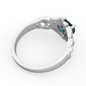Alexandrite Claddagh Celtic Knot 14K White Gold ring R2367