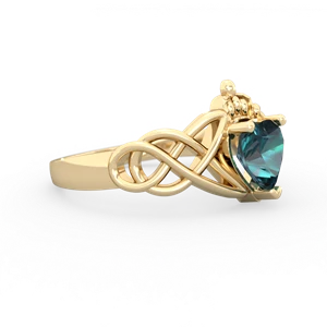 Alexandrite Claddagh Celtic Knot 14K Yellow Gold ring R2367