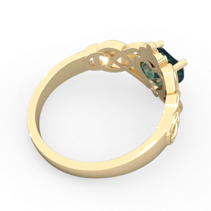 Alexandrite Claddagh Celtic Knot 14K Yellow Gold ring R2367