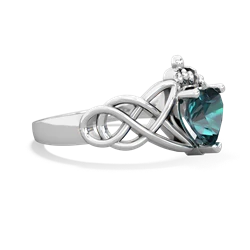 Alexandrite Claddagh Celtic Knot 14K White Gold ring R2367