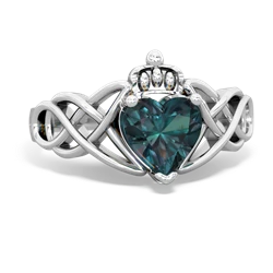 Alexandrite Claddagh Celtic Knot ring 14K White Gold JewelsForMe