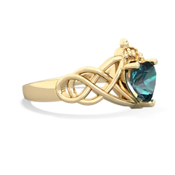 Alexandrite Claddagh Celtic Knot 14K Yellow Gold ring R2367