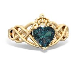 Alexandrite Claddagh Celtic Knot 14K Yellow Gold ring R2367