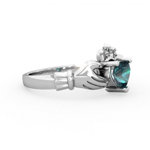 Alexandrite Claddagh 14K White Gold ring R2370
