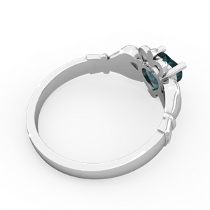 Alexandrite Claddagh 14K White Gold ring R2370