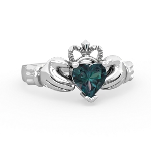 Alexandrite Claddagh 14K White Gold ring R2370