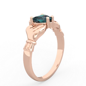 Alexandrite Claddagh Diamond Crown 14K Rose Gold ring R2372