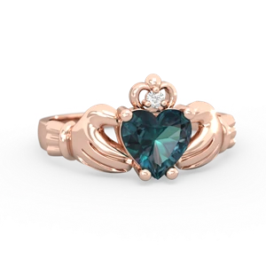 Alexandrite Claddagh Diamond Crown 14K Rose Gold ring R2372