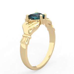 Alexandrite Claddagh Diamond Crown 14K Yellow Gold ring R2372