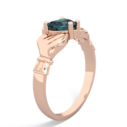 Alexandrite Claddagh Diamond Crown 14K Rose Gold ring R2372