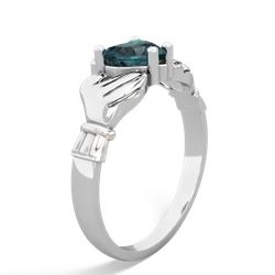 Alexandrite Claddagh Diamond Crown 14K White Gold ring R2372