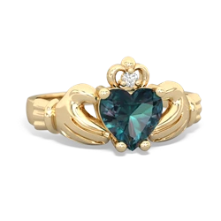 Alexandrite Claddagh Diamond Crown 14K Yellow Gold ring R2372