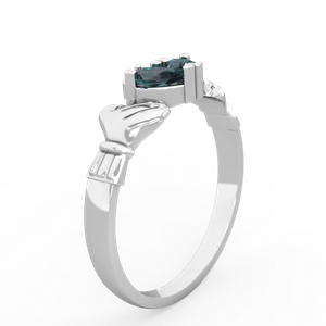 Alexandrite 'Our Heart' Claddagh 14K White Gold ring R2388