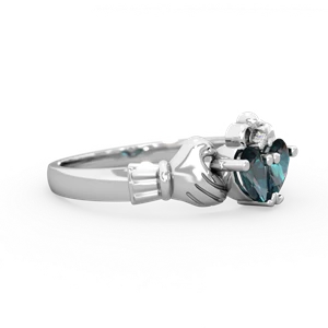 Alexandrite 'Our Heart' Claddagh 14K White Gold ring R2388