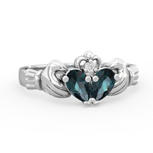 Alexandrite 'Our Heart' Claddagh 14K White Gold ring R2388