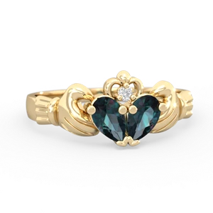 Alexandrite 'Our Heart' Claddagh 14K Yellow Gold ring R2388