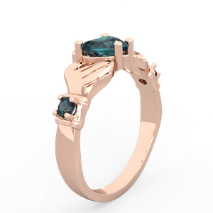 Alexandrite Claddagh Keepsake 14K Rose Gold ring R5245