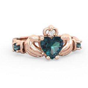 Alexandrite Claddagh Keepsake 14K Rose Gold ring R5245