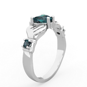 Alexandrite Claddagh Keepsake 14K White Gold ring R5245