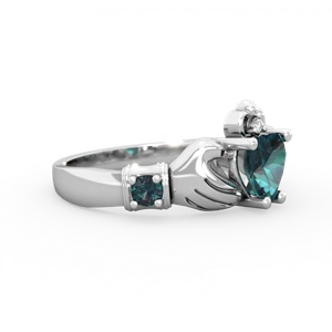 Alexandrite Claddagh Keepsake 14K White Gold ring R5245