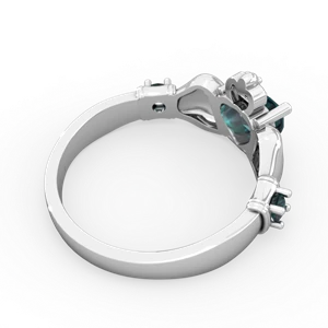 Alexandrite Claddagh Keepsake 14K White Gold ring R5245