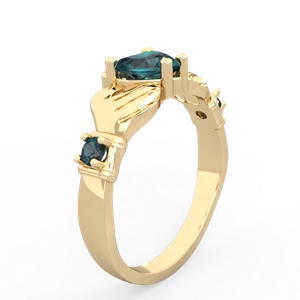 Alexandrite Claddagh Keepsake 14K Yellow Gold ring R5245