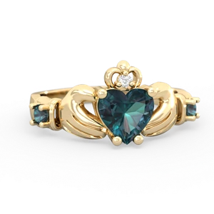 Alexandrite Claddagh Keepsake 14K Yellow Gold ring R5245