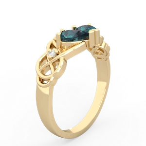 Alexandrite 'One Heart' Celtic Knot Claddagh 14K Yellow Gold ring R5322