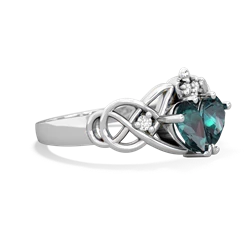 Alexandrite 'One Heart' Celtic Knot Claddagh 14K White Gold ring R5322