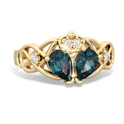 Alexandrite 'One Heart' Celtic Knot Claddagh 14K Yellow Gold ring R5322