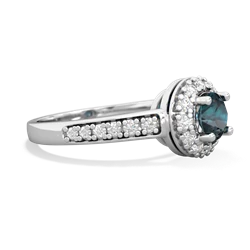 Thumbnail for Lab Alexandrite Diamond Halo 14K White Gold ring R5370 - hand 1 view