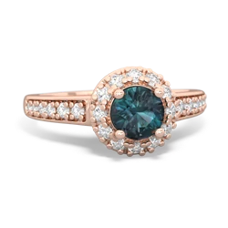 Alexandrite Diamond Halo 14K Rose Gold ring R5370