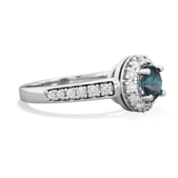 Alexandrite Diamond Halo 14K White Gold ring R5370