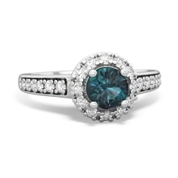 Alexandrite Diamond Halo 14K White Gold ring R5370