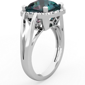 Alexandrite Art Deco Cocktail 14K White Gold ring R2498