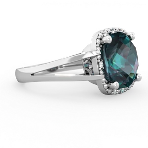 Alexandrite Art Deco Cocktail 14K White Gold ring R2498